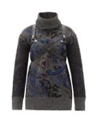 Matchesfashion.com Junya Watanabe - Harness Harness Paisley-jacquard Wool Sweater - Womens - Grey