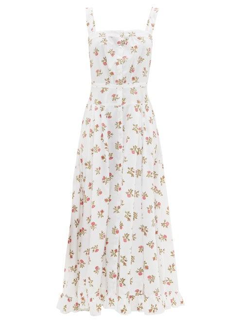 Matchesfashion.com Thierry Colson - Rossana Button-down Floral-print Cotton Maxi Dress - Womens - White Print