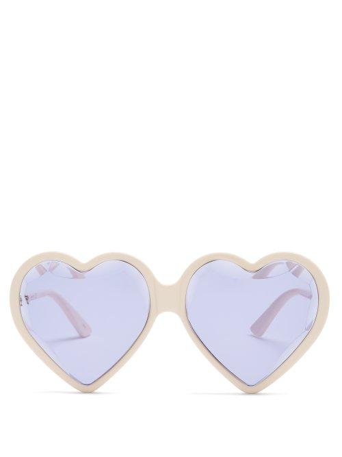 Matchesfashion.com Gucci - Heart Shaped Frame Sunglasses - Womens - Purple Multi