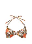 Matchesfashion.com Solid & Striped - The Ginger Floral Print Halterneck Bikini Top - Womens - Orange Print