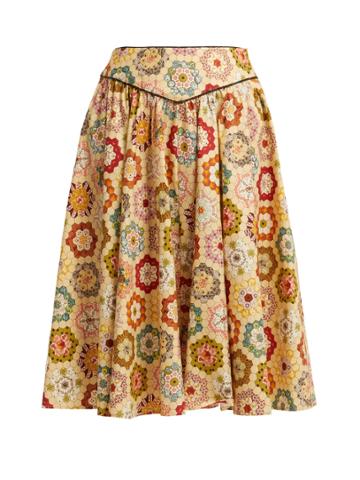 Batsheva Kaleidoscopic-print Cotton Skirt