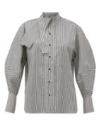 Matchesfashion.com Palmer//harding - Sara Cotton-blend Neck Tie Shirt - Womens - Black White