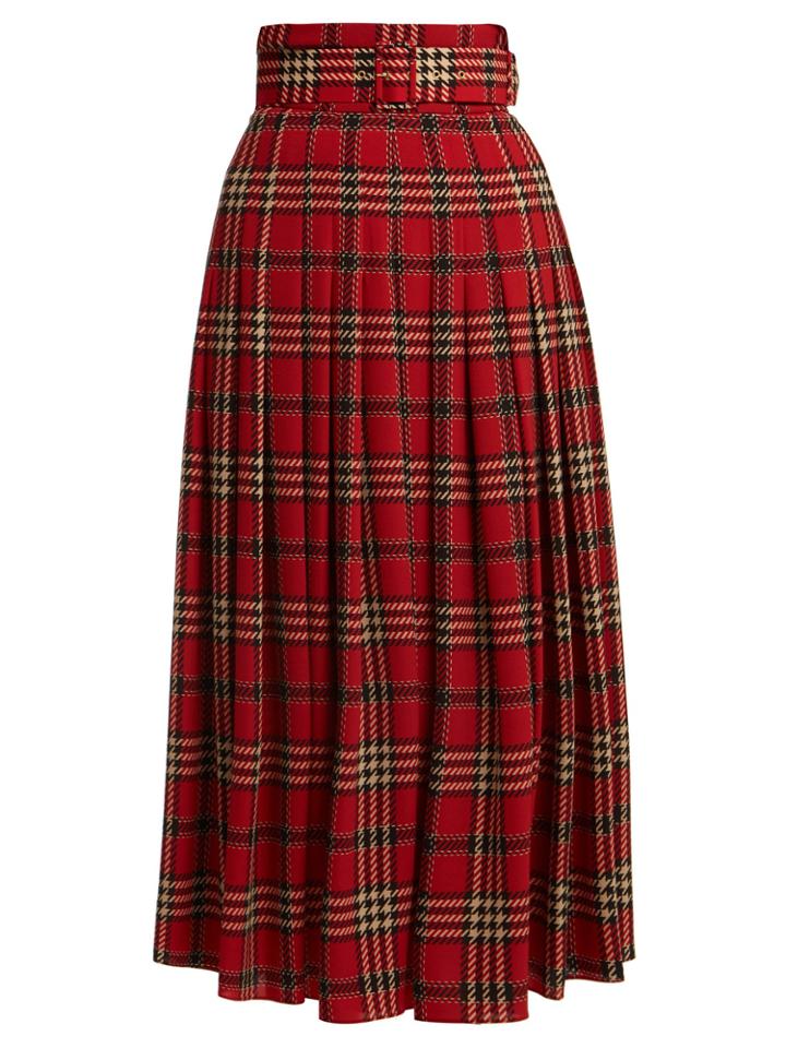 Emilia Wickstead Richie Tartan-print Pleated Skirt