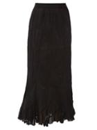 Matchesfashion.com Mes Demoiselles - Casta Curved-panel Crinkled Cotton Skirt - Womens - Black