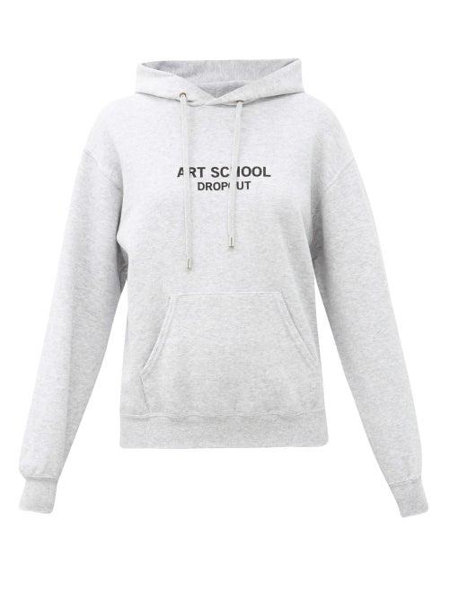 Matchesfashion.com Art School - Art School Dropout-print Cotton Hooded Sweatshirt - Womens - Dark Grey