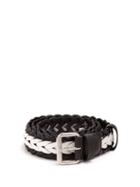 Matchesfashion.com Prada - Two Tone Braided Leather Belt - Mens - Black White