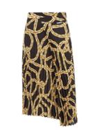 Vetements - Chain-print Pliss Skirt - Womens - Black Gold