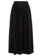Matchesfashion.com Le Sirenuse, Positano - Jane High Rise Embroidered Cotton Poplin Skirt - Womens - Black
