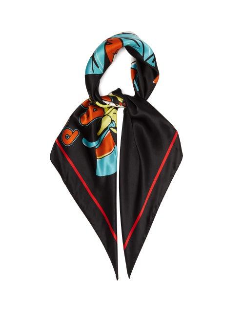 Matchesfashion.com Martine Rose - Promising Britain Silk Scarf - Mens - Black
