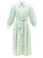 Thierry Colson - Yvonne Floral-print Cotton-poplin Shirt Dress - Womens - Green Print
