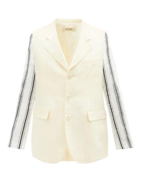 Wales Bonner - Malik Striped-sleeve Cotton-blend Blazer - Mens - Cream Multi