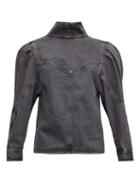 Matchesfashion.com Isabel Marant - Espera Puff-shoulder Denim Top - Womens - Black