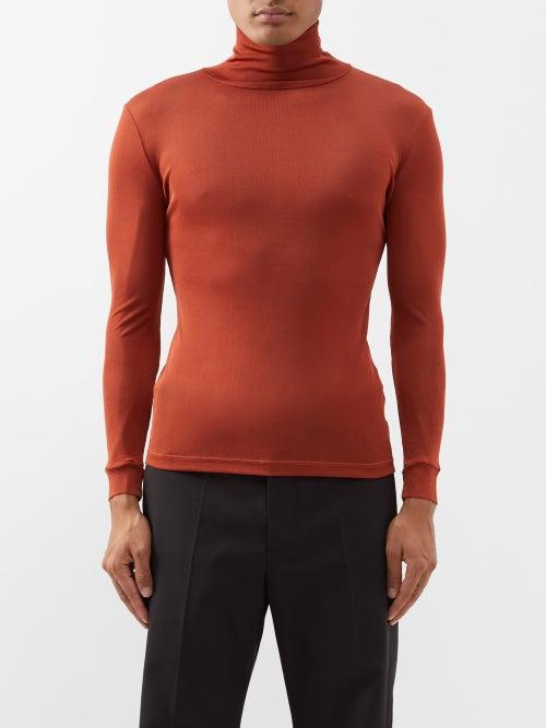 Maison Margiela - High-neck Stretch-knit Top - Mens - Terracotta Multi