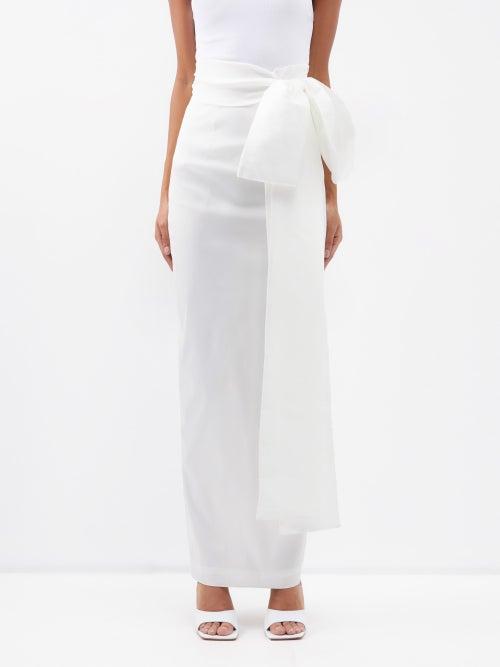 Bernadette - Bernard Bow Taffeta Pencil Skirt - Womens - Ivory
