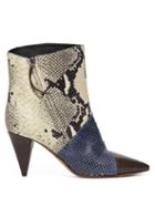 Matchesfashion.com Isabel Marant - Archenn Snake Effect Leather Ankle Boots - Womens - Multi