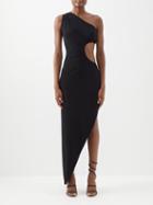 Norma Kamali - Sunburst Asymmetric Cutout-jersey Midi Dress - Womens - Black