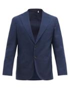 Matchesfashion.com Odyssee - Combes Single Breasted Stretch Cotton Blazer - Mens - Dark Blue