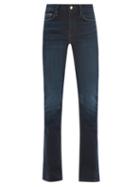 Ladies Rtw Frame - Le Mini Organic-cotton Blend Flared-leg Jeans - Womens - Dark Denim
