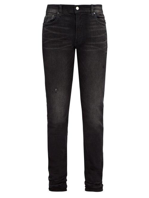 Matchesfashion.com Amiri - Stack Distressed Slim Leg Jeans - Mens - Black