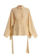 Matchesfashion.com Sies Marjan - Addilyn Slit Hem Silk Crepe De Chine Blouse - Womens - Beige