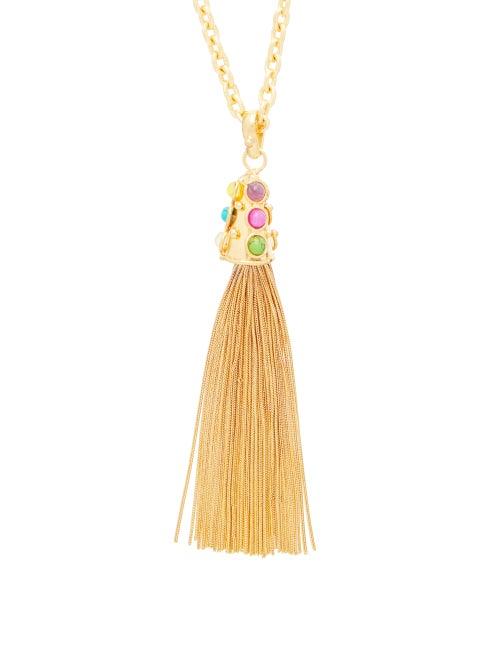 Matchesfashion.com Sylvia Toledano - Pompon Tasselled Necklace - Womens - Gold Multi