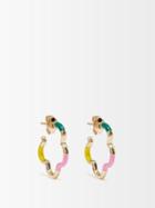 Bea Bongiasca - B Mini Enamel & 9kt Gold Earrings - Womens - Multi
