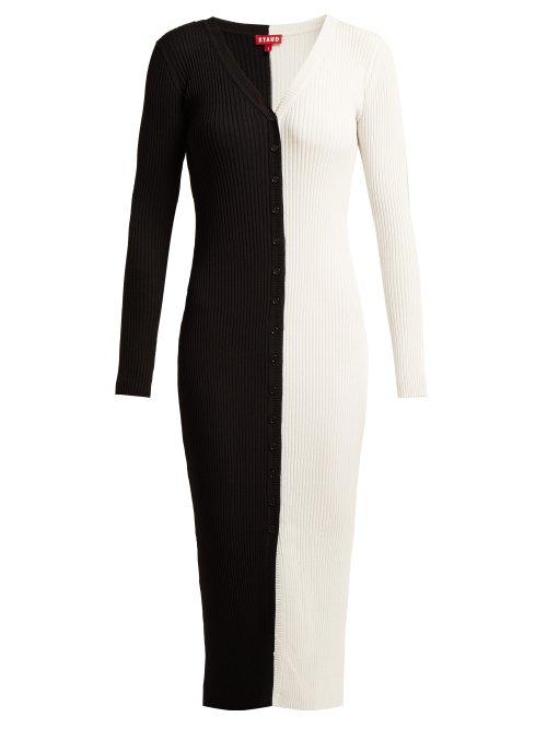 Matchesfashion.com Staud - Shoko Panelled Rib Knitted Dress - Womens - Black White