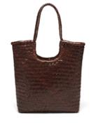 Ladies Bags Dragon Diffusion - Triple Jump Woven-leather Basket Bag - Womens - Dark Brown