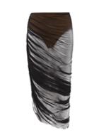 Norma Kamali - Diana Gathered Asymmetric Mesh Skirt - Womens - Black