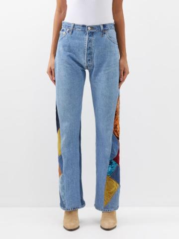 Re/done - X Levi's 70s Patchwork Wide-leg Jeans - Womens - Blue Multi
