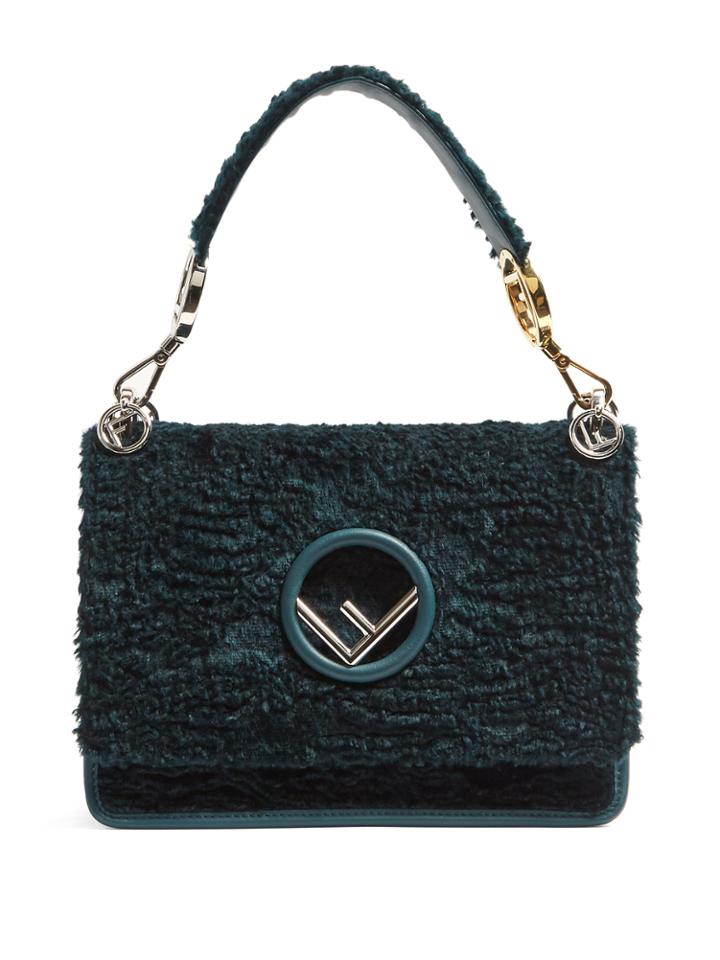 Fendi Kan I Logo Textured-velvet Shoulder Bag