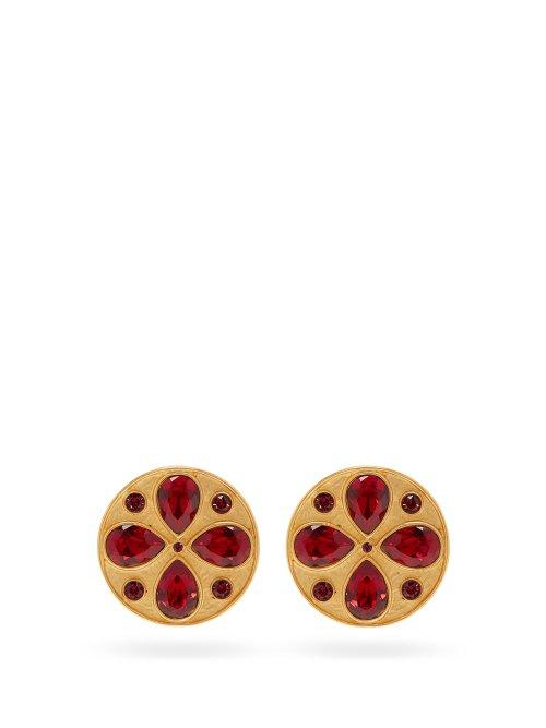 Matchesfashion.com Rebecca De Ravenel - Pamina Swarovski Crystal Earrings - Womens - Red