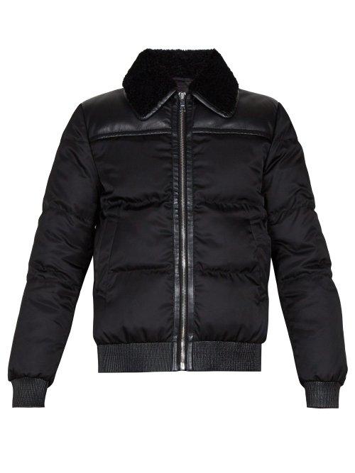 Matchesfashion.com Prada - Shearling Collar Down Padded Jacket - Mens - Black