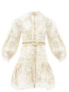Matchesfashion.com Zimmermann - Amelie Broderie-anglaise Linen Sun Dress - Womens - White Multi