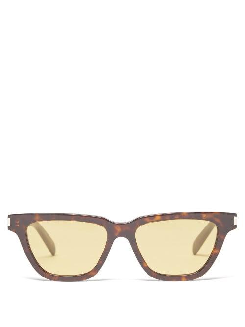 Saint Laurent - Flat-top Tortoiseshell-acetate Sunglasses - Womens - Brown Multi