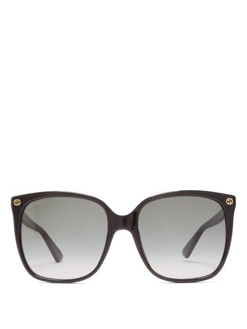 Matchesfashion.com Gucci - Gg Plaque Square Acetate Sunglasses - Womens - Black