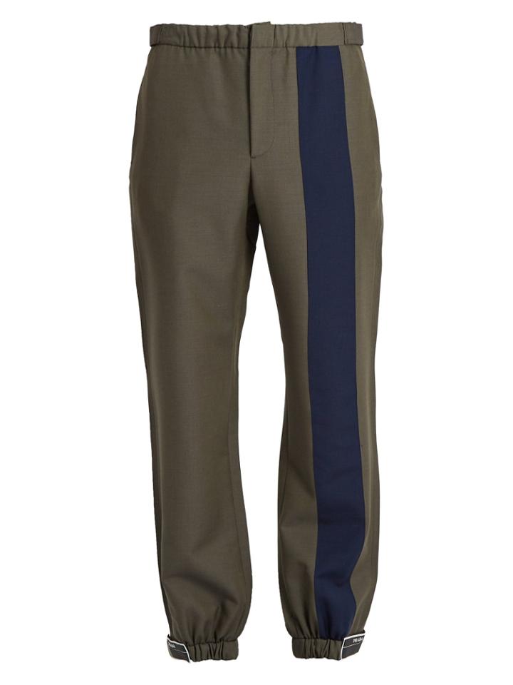 Prada Contrast-stripe Wool-blend Track Pants