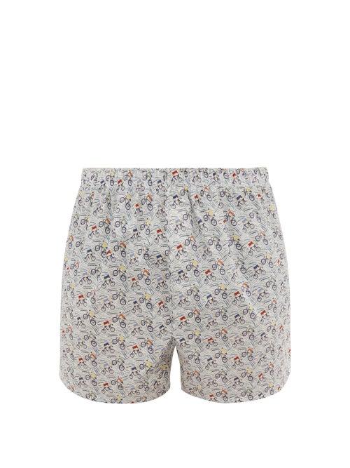Matchesfashion.com Sunspel - Liberty Cyclist Print Cotton Boxer Shorts - Mens - White Multi