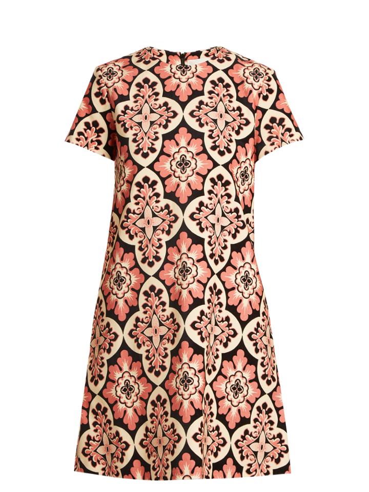 La Doublej Editions Tile-print Cotton-velvet Dress