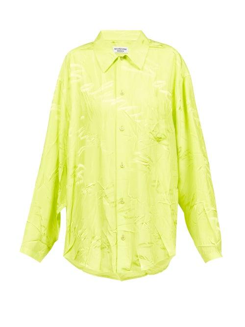 Balenciaga - Logo-jacquard Crinkled Crepe Shirt - Womens - Yellow