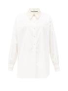 Matchesfashion.com Gucci - Macram-collar Cotton-poplin Henley Blouse - Womens - White