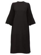 Matchesfashion.com Valentino - Back Pleated Crepe Midi Dress - Womens - Black