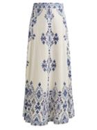Matchesfashion.com D'ascoli - Anatolia Floral Paisley Printed Skirt - Womens - Blue White