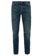 Matchesfashion.com Saint Laurent - Ripped Slim Leg Jeans - Mens - Dark Blue