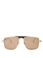 Matchesfashion.com Alexander Mcqueen - Skull Embellished Aviator Sunglasses - Mens - Gold