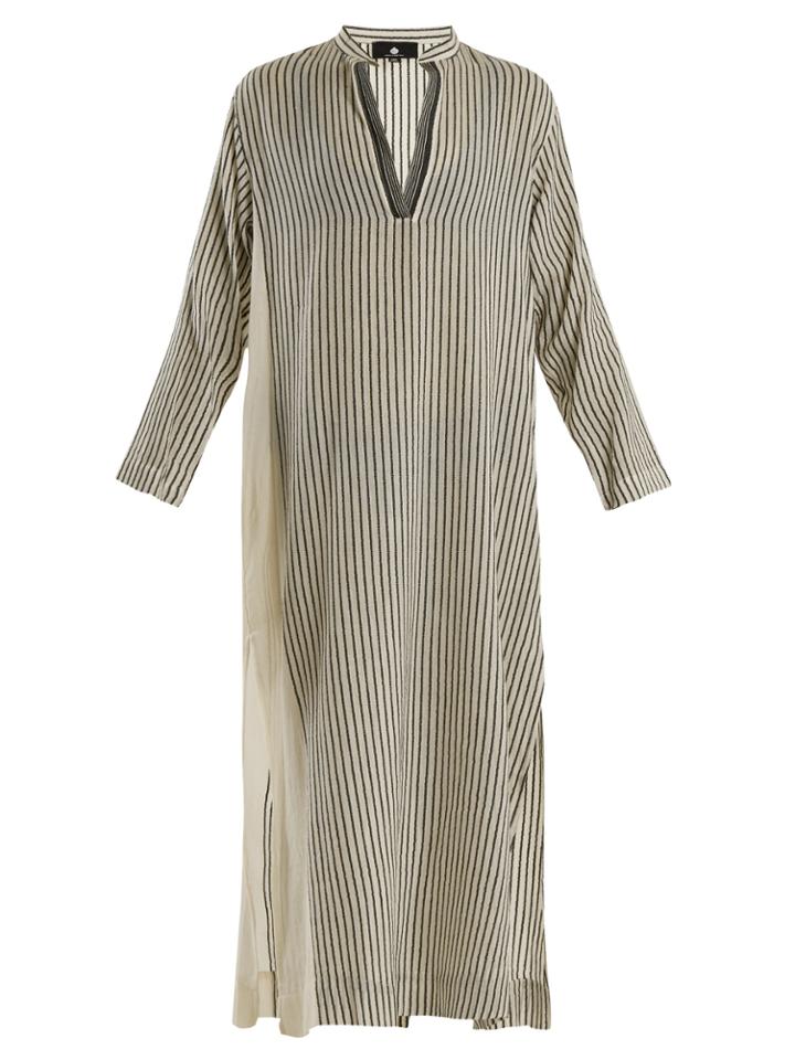 Su Kika Mandarin-collar Striped Kaftan