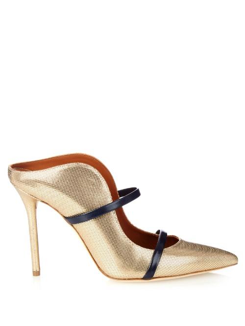 Malone Souliers Maureen Metallic-leather Mules