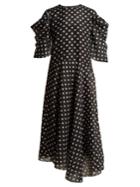 Anna October Puff-sleeve Polka Dot-print Chiffon Dress