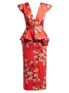 Matchesfashion.com Johanna Ortiz - Florearse Floral Print Cotton Blend Dress - Womens - Red Multi