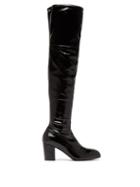 Matchesfashion.com Gucci - Pryntil Over The Knee Patent Leather Boots - Womens - Black